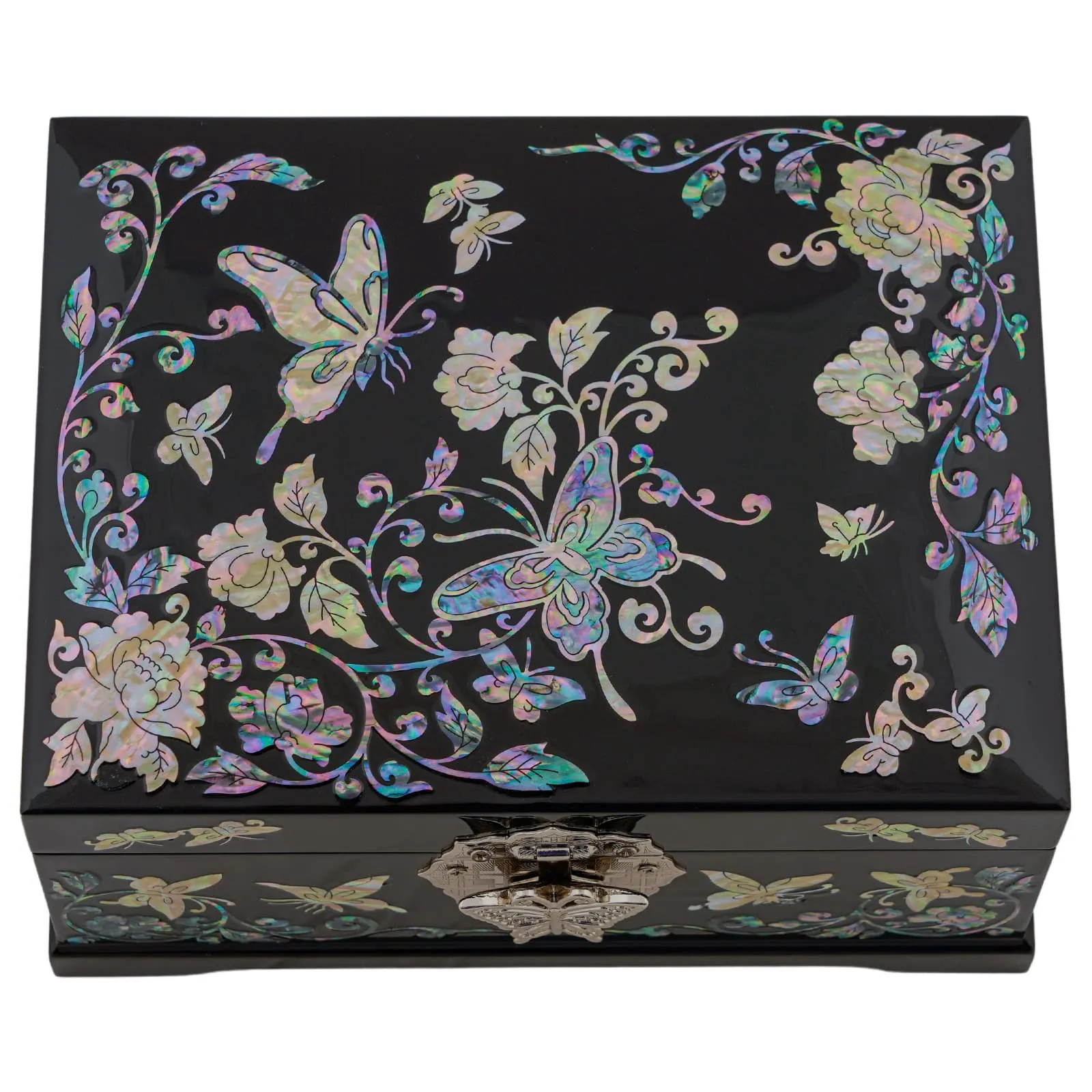 Korean Mother-of-Pearl Floral Butterfly Jewelry Box