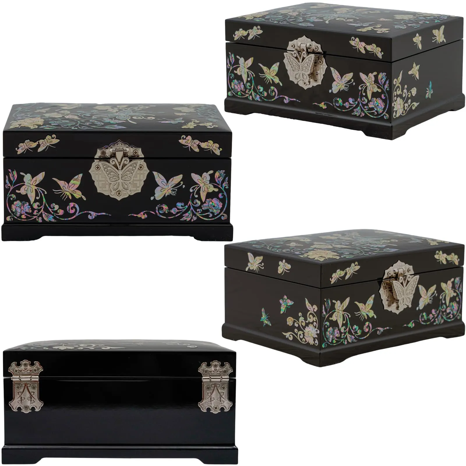 Korean Mother-of-Pearl Floral Butterfly Jewelry Box