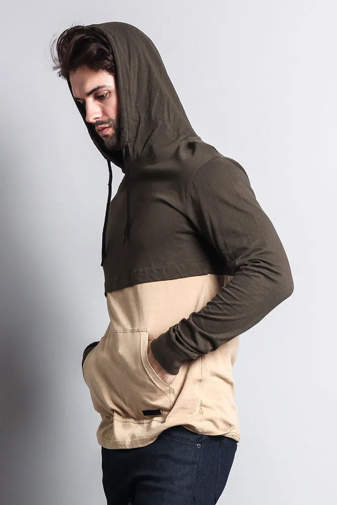 Long Sleeve Color Block Hooded Tee