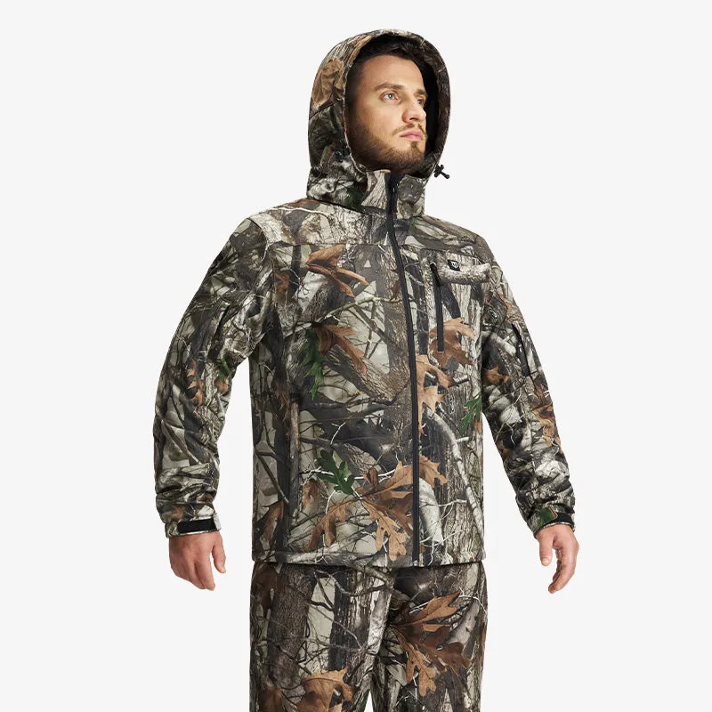 Men's Soft Shell Heated Jacket Coat with Detachable Hood and Battery Pack Size S-XXXL