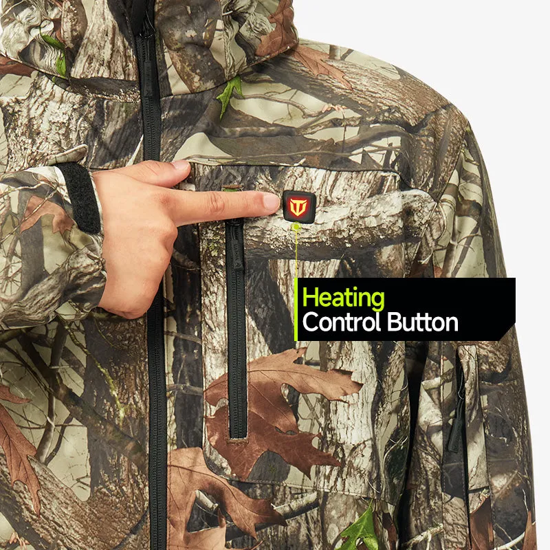Men's Soft Shell Heated Jacket Coat with Detachable Hood and Battery Pack Size S-XXXL