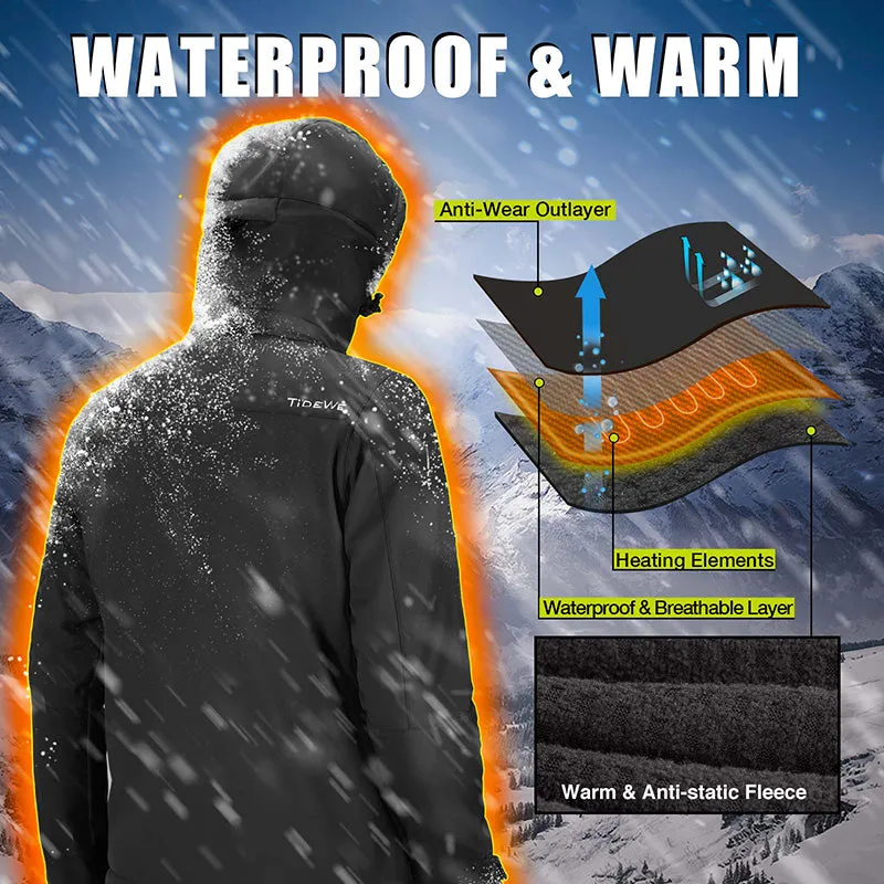 Men's Soft Shell Heated Jacket Coat with Detachable Hood and Battery Pack Size S-XXXL