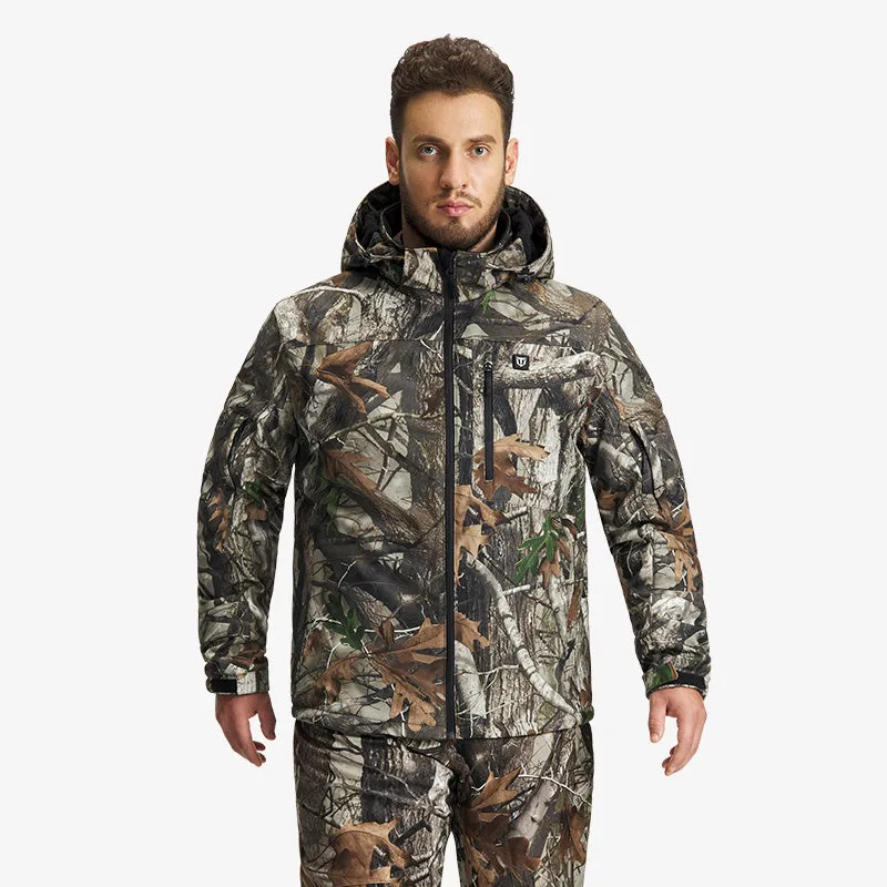 Men's Soft Shell Heated Jacket Coat with Detachable Hood and Battery Pack Size S-XXXL