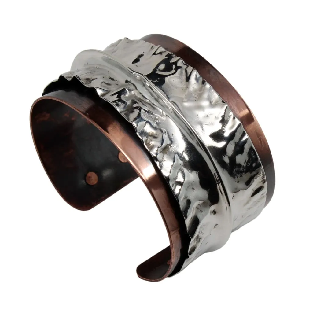 Molded Argentium Silver on Copper Cuff Bracelet