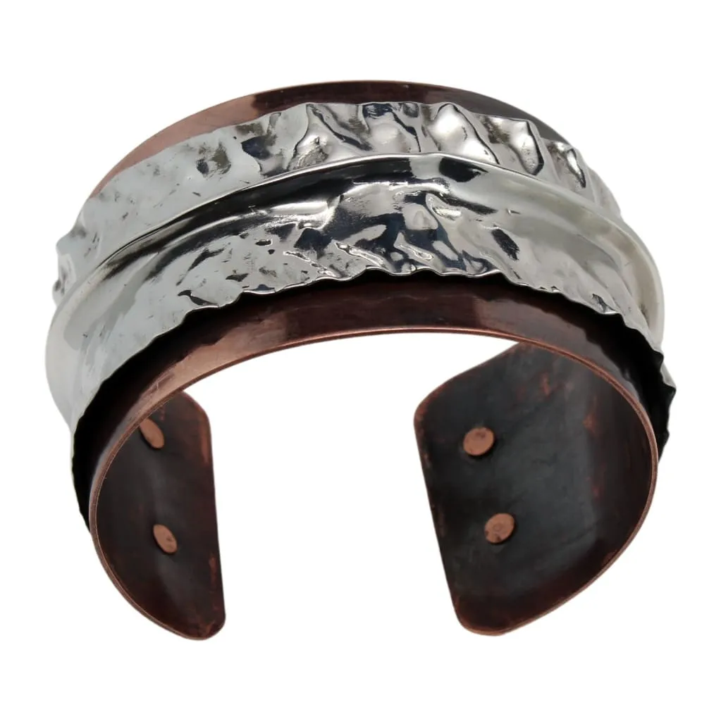 Molded Argentium Silver on Copper Cuff Bracelet