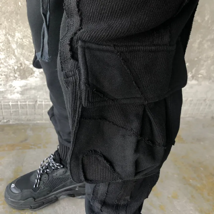 Multi Side Pockets Asymmetric Ripped Look Casual Sweatpant /Jogger