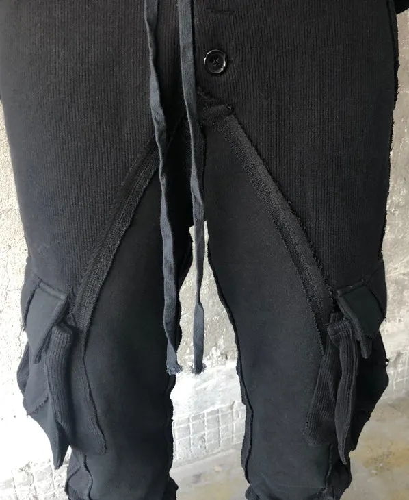 Multi Side Pockets Asymmetric Ripped Look Casual Sweatpant /Jogger