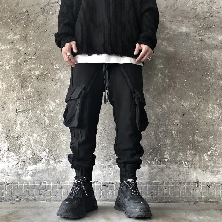 Multi Side Pockets Asymmetric Ripped Look Casual Sweatpant /Jogger