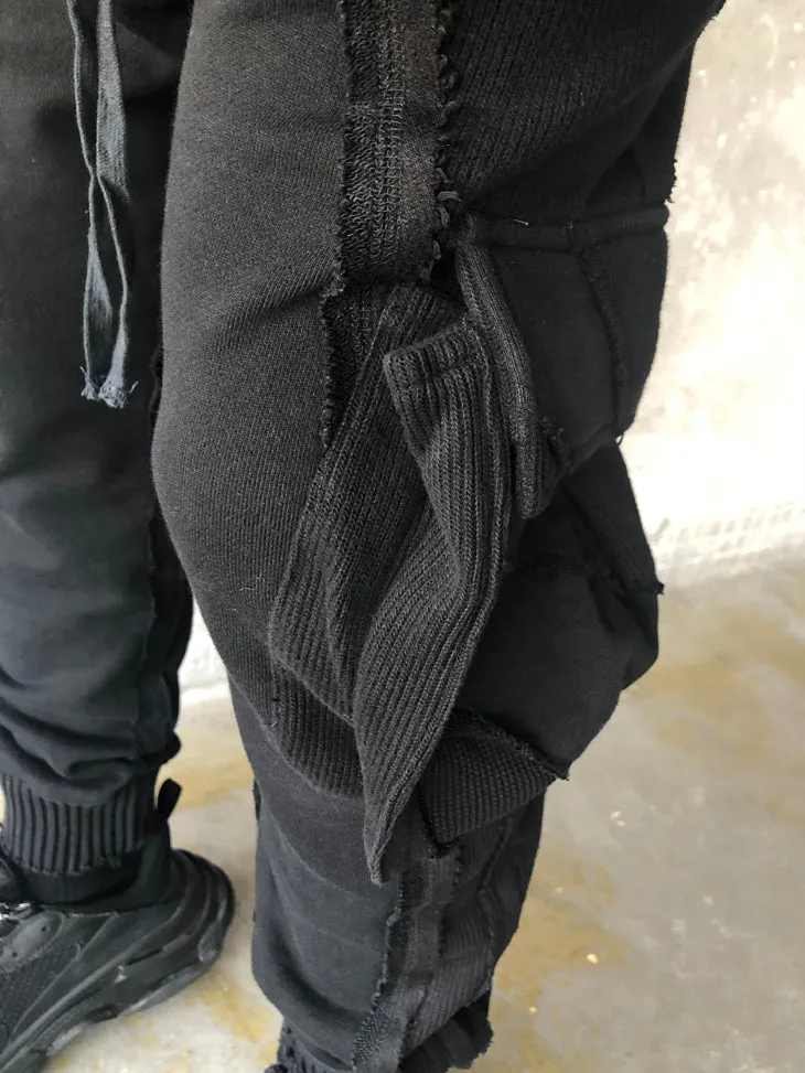 Multi Side Pockets Asymmetric Ripped Look Casual Sweatpant /Jogger