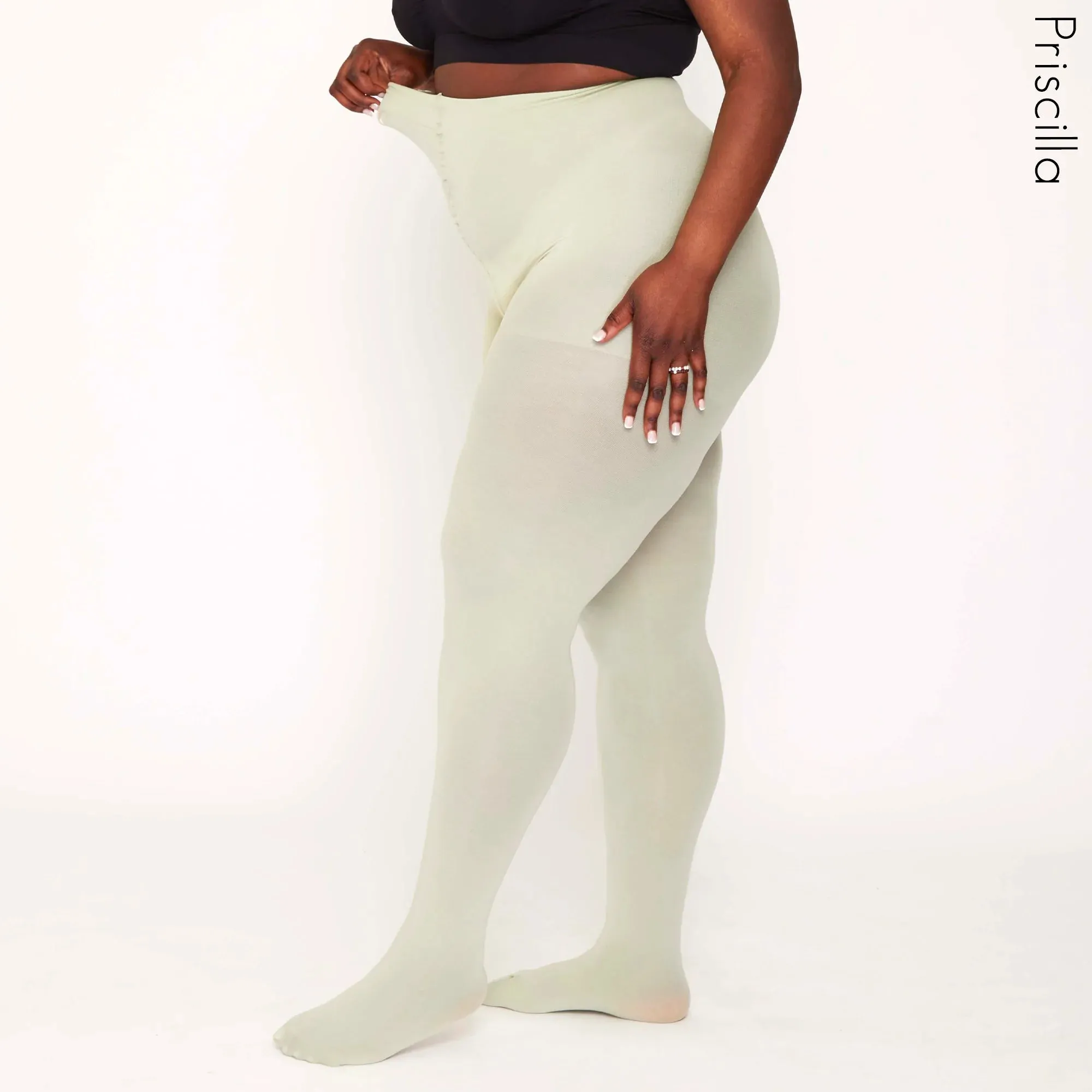 Pamela Mann Hosiery Curvy Super-Stretch 50 Denier Tights in Sage Mint