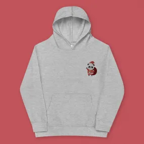 Panda Santa Embroidered Kids Hoodie