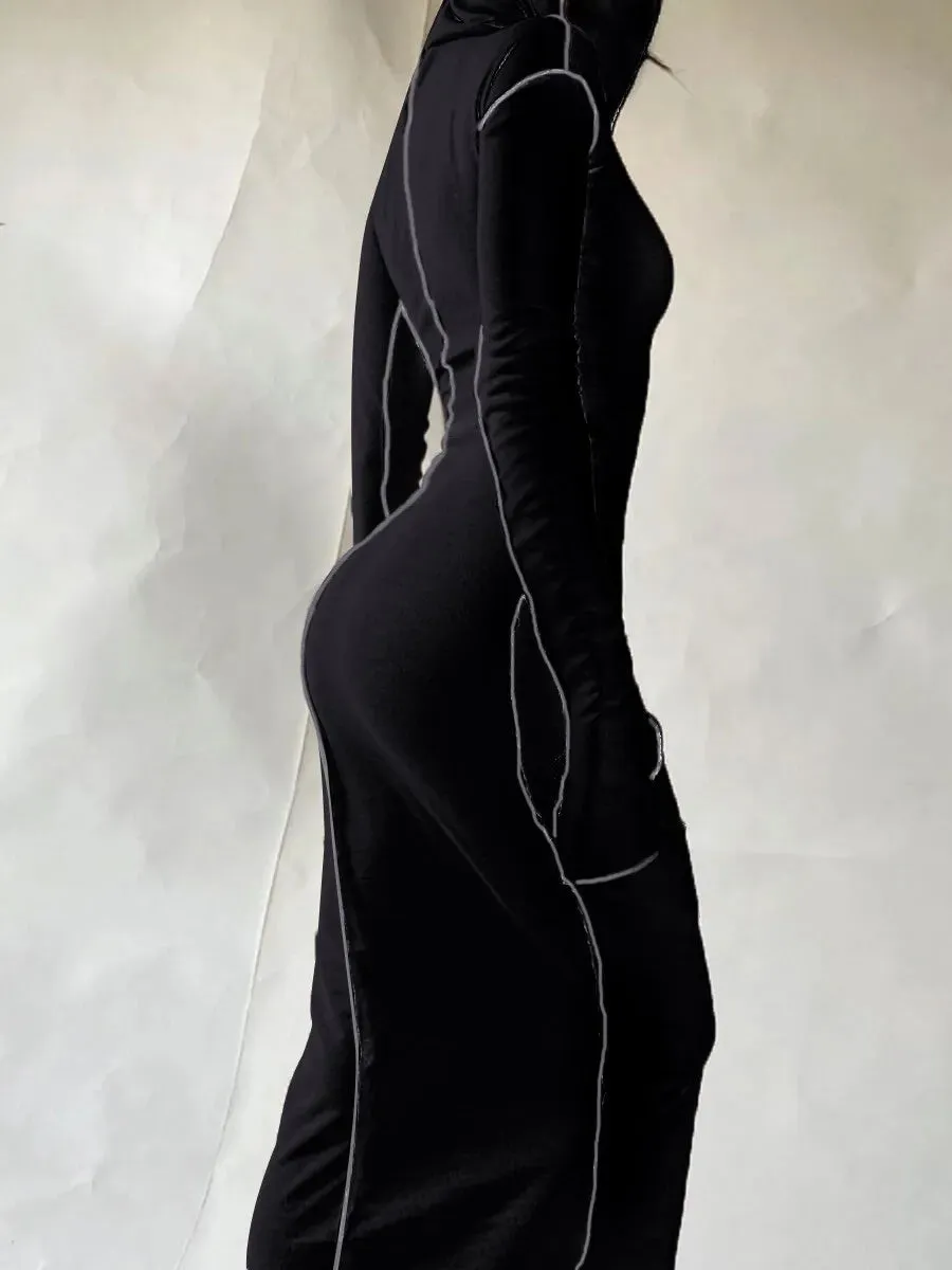Plus Size Hooded Bodycon Maxi Dress