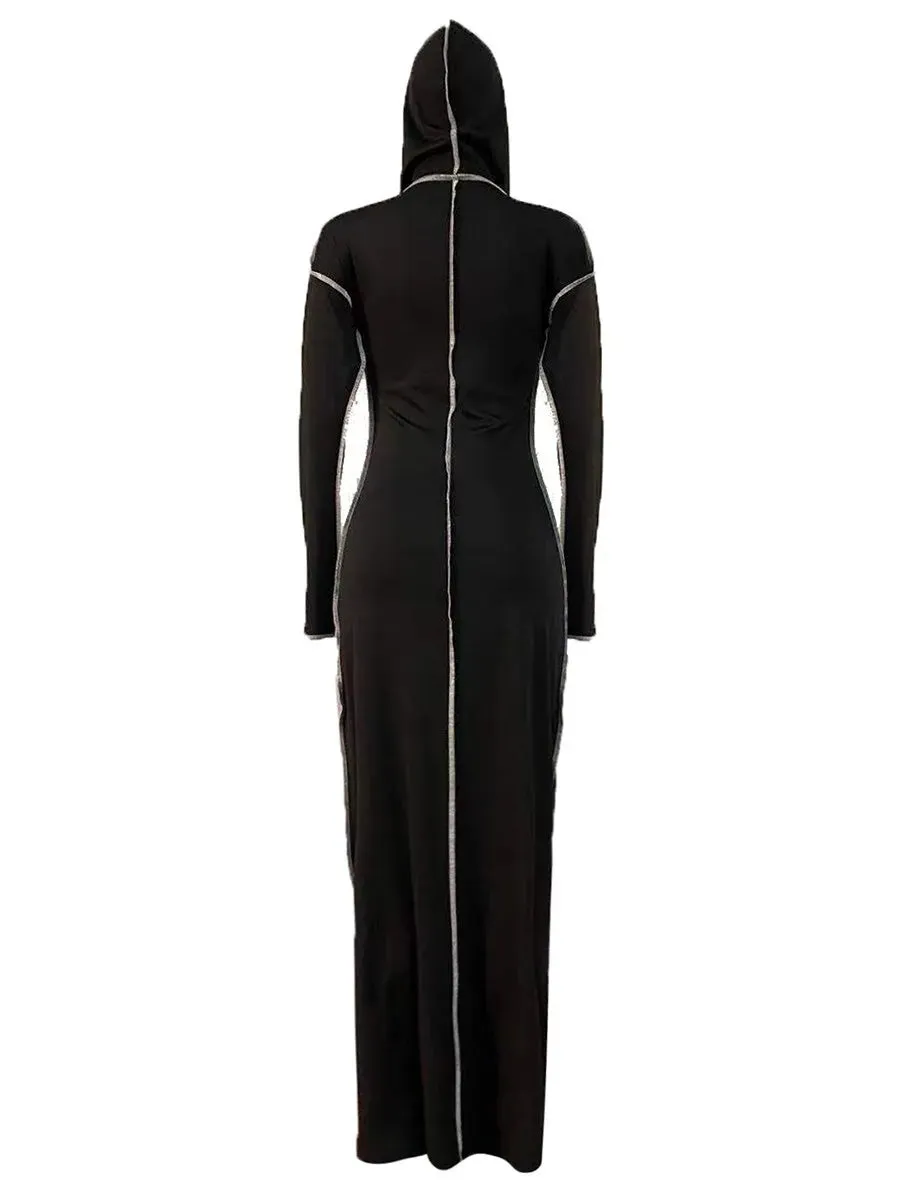 Plus Size Hooded Bodycon Maxi Dress