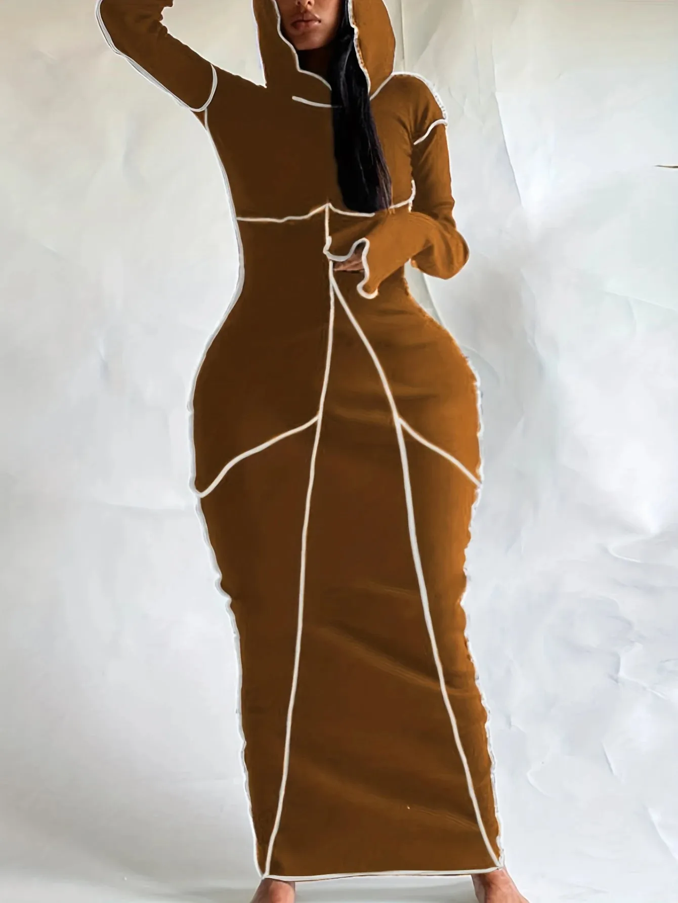 Plus Size Hooded Bodycon Maxi Dress