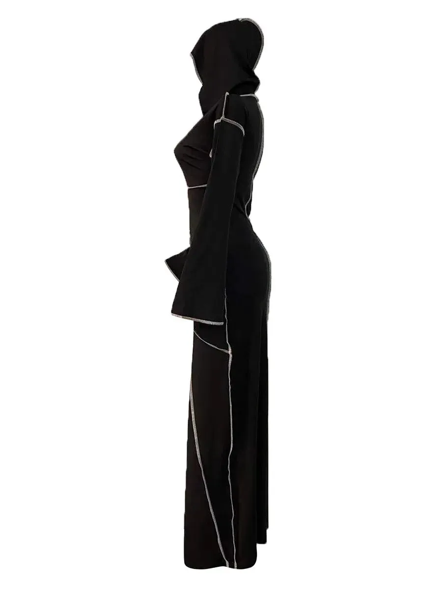 Plus Size Hooded Bodycon Maxi Dress