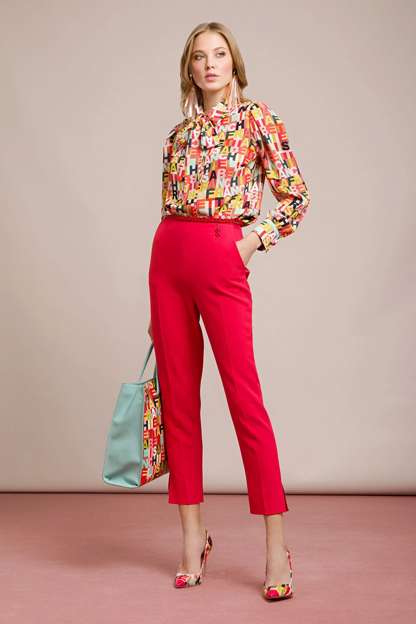 Red Classy Pants with Chain Belt