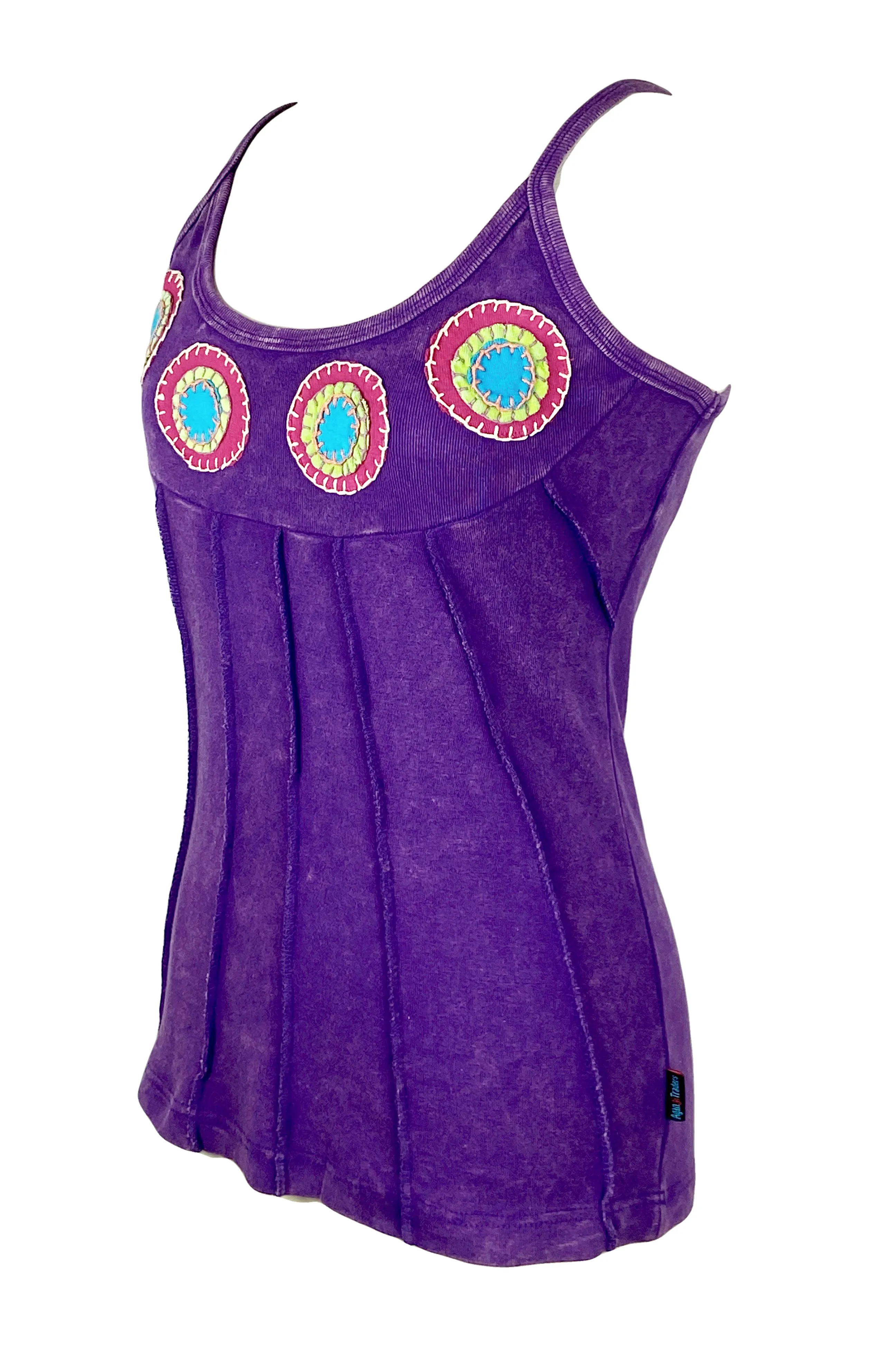 RTK 002 Ribbed Stonewashed Cotton Patched Bohemian Tank Cami