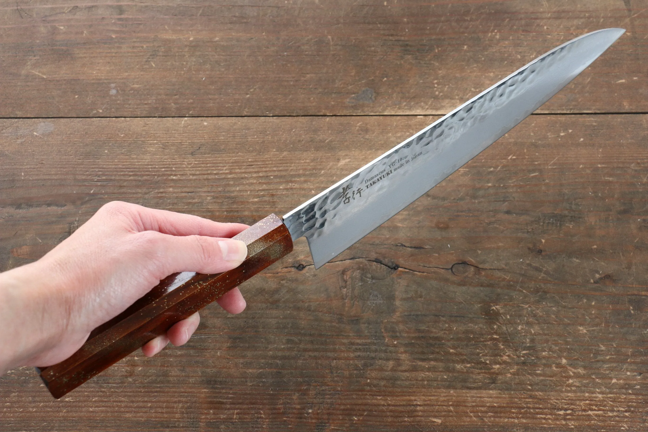 Sakai Takayuki VG10 33 Layer Damascus Gyuto 240mm Live oak Lacquered (Seiren) Handle