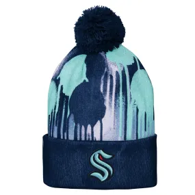 Seattle Kraken Outerstuff Paint Splatter Pom Youth Beanie