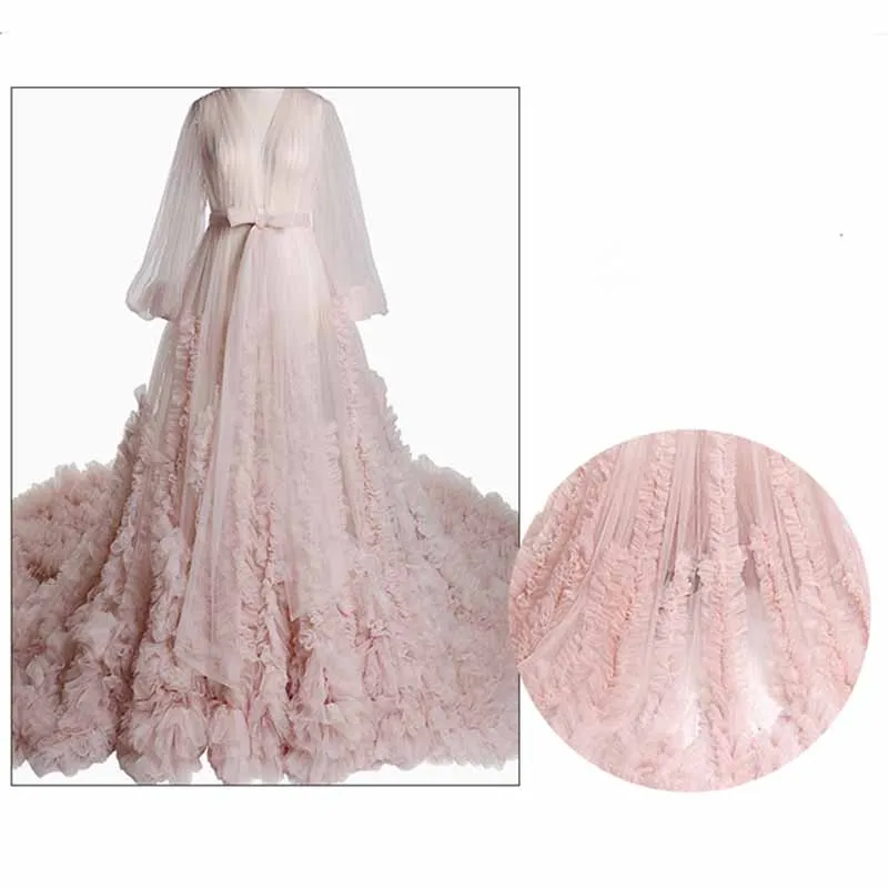 Sexy Illusion Long Lingerie Tulle Robe Nightgown Bathrobe Sleepwear Bridal Robe Wedding Scarf