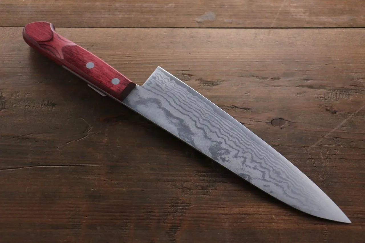 Shigeki Tanaka VG10 17 Layer Damascus Gyuto  180mm Red Pakka wood Handle
