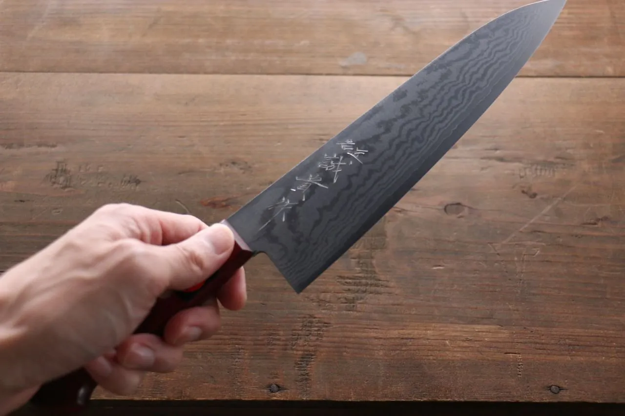 Shigeki Tanaka VG10 17 Layer Damascus Gyuto  180mm Red Pakka wood Handle