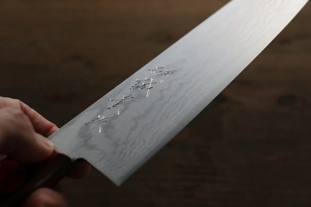 Shigeki Tanaka VG10 17 Layer Damascus Gyuto  180mm Red Pakka wood Handle