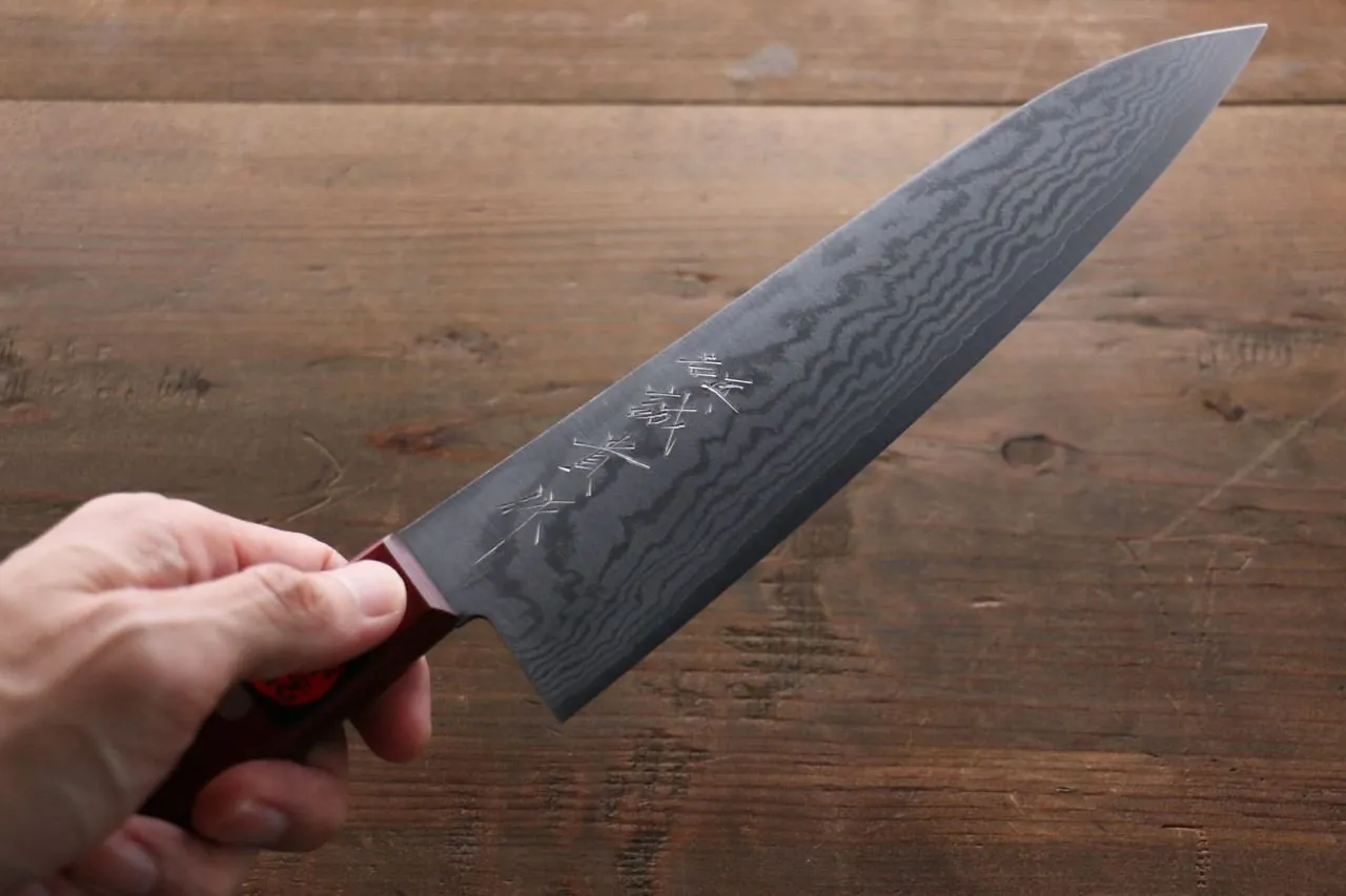 Shigeki Tanaka VG10 17 Layer Damascus Gyuto  180mm Red Pakka wood Handle
