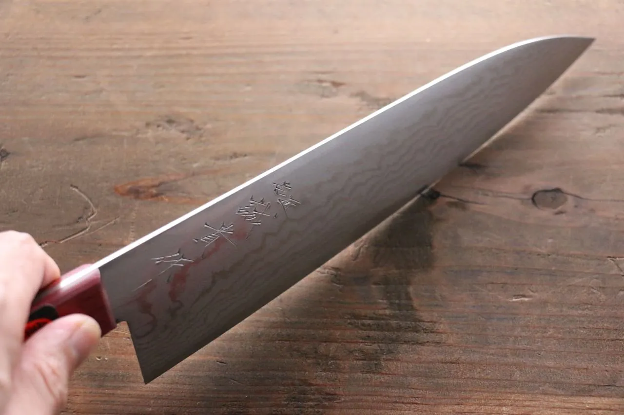 Shigeki Tanaka VG10 17 Layer Damascus Gyuto  180mm Red Pakka wood Handle