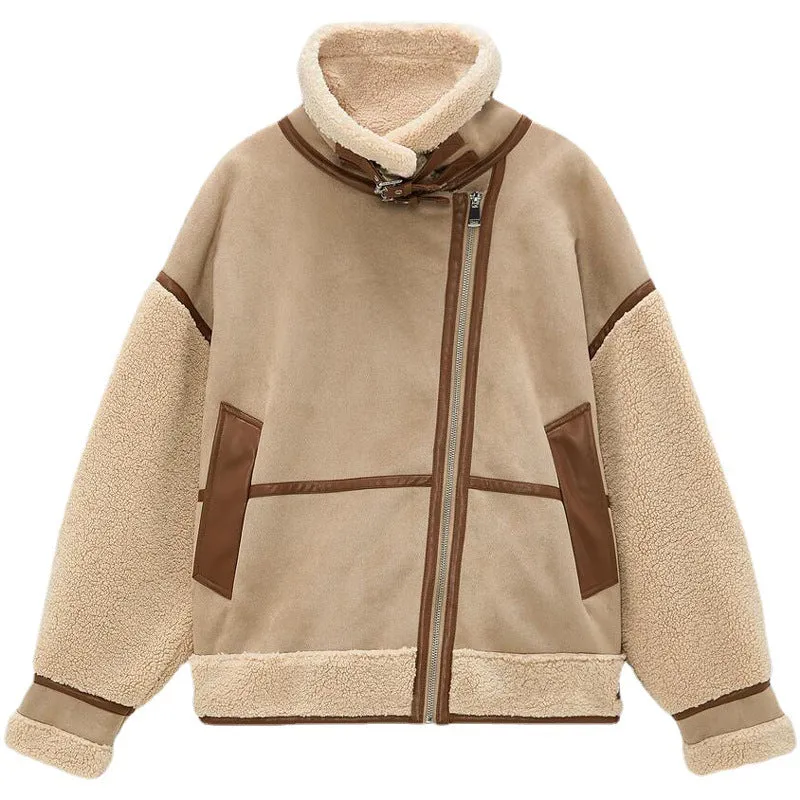 Simple Stitching Zipper Jacket Women