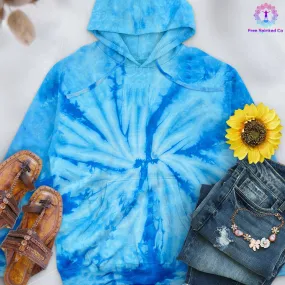 Spider Baby Blue Hand-Dyed Pullover Hoodie