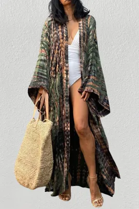 Tie Dye kimono cardigan womens Long Sleeve Dress