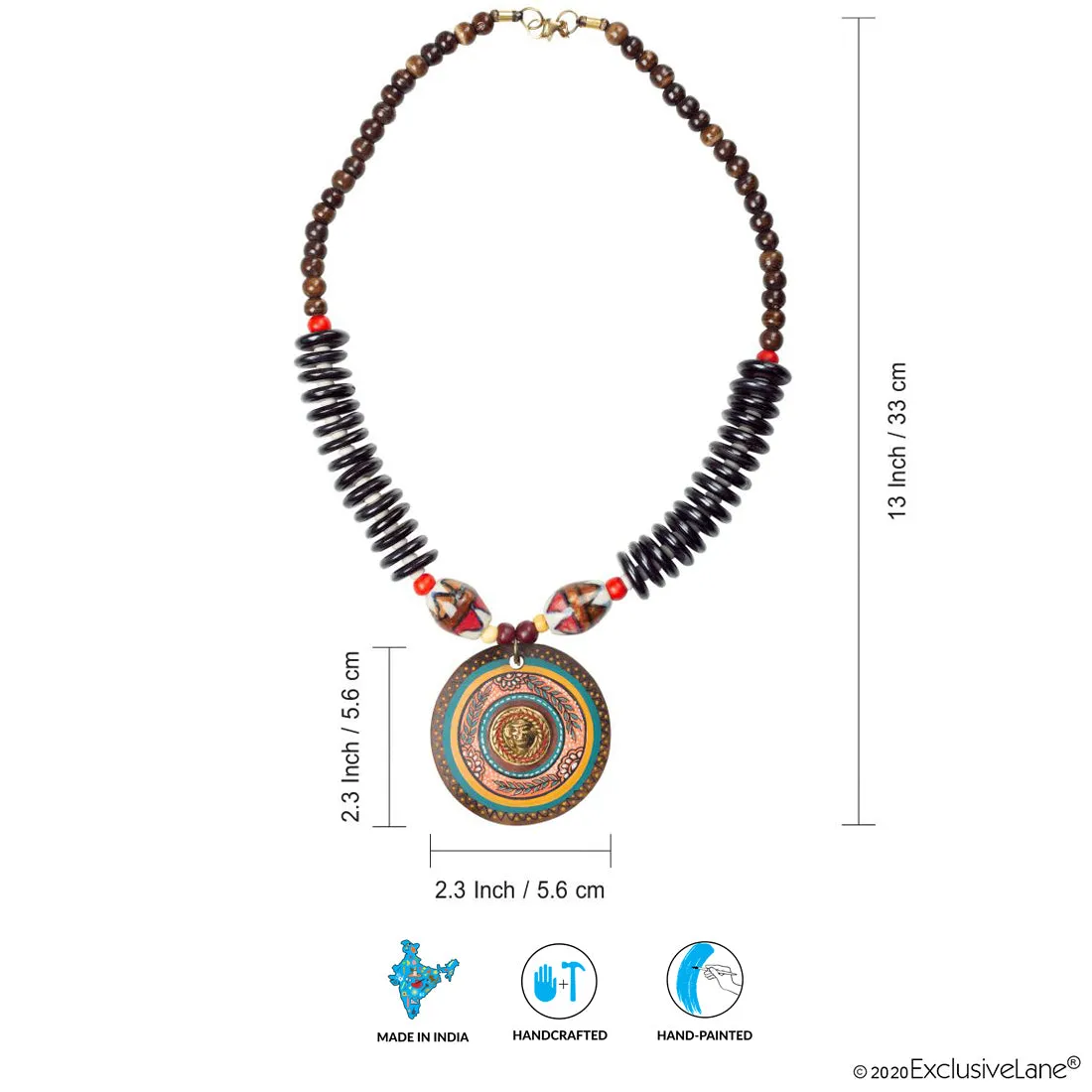 'Tribal Dhokra Black' Bohemian Brass Necklace Handmade In Dhokra Art (Brass, Wood, Matinee)