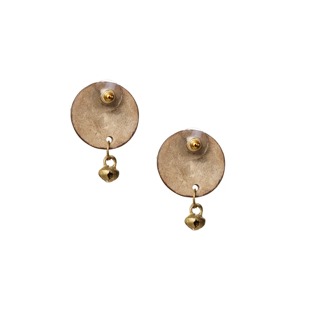 'Tribal Dhokra Women' Bohemian Earrings Handmade In Dhokra Art (Brass, Coconut Shell, 3.8 cm)