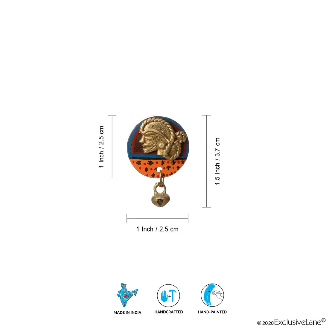 'Tribal Dhokra Women' Bohemian Earrings Handmade In Dhokra Art (Brass, Coconut Shell, 3.8 cm)