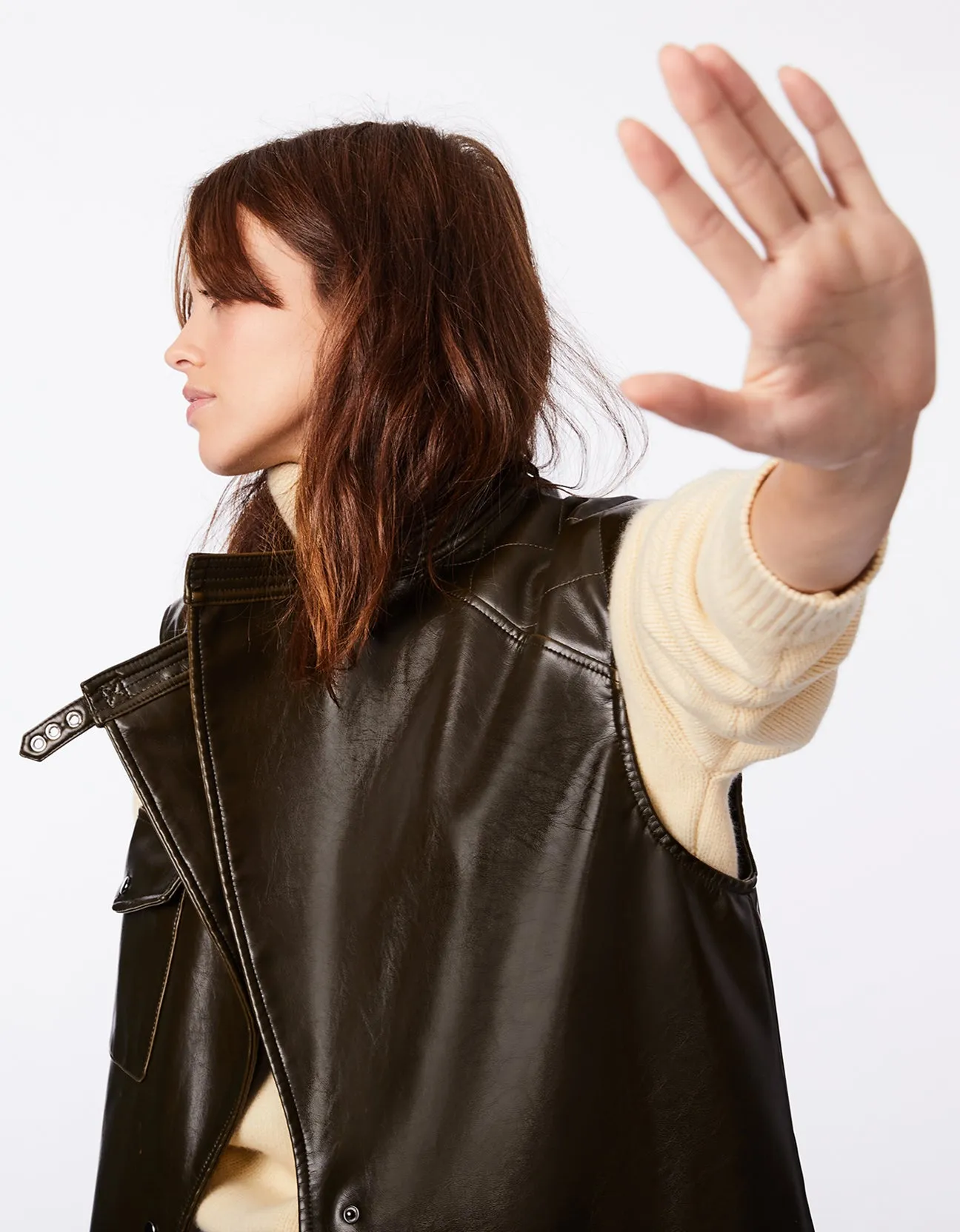 Vegan Leather Vest Coat