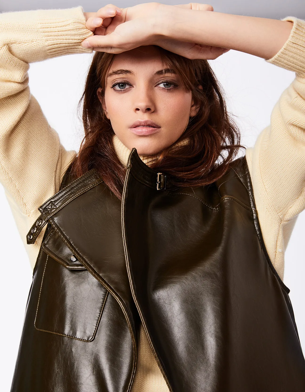 Vegan Leather Vest Coat