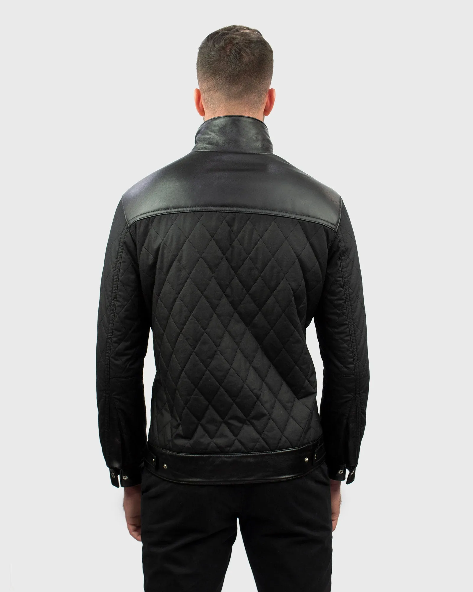 VINCENT & FRANKS W19VFQLT QUILTED BLACK BIKER JACKET