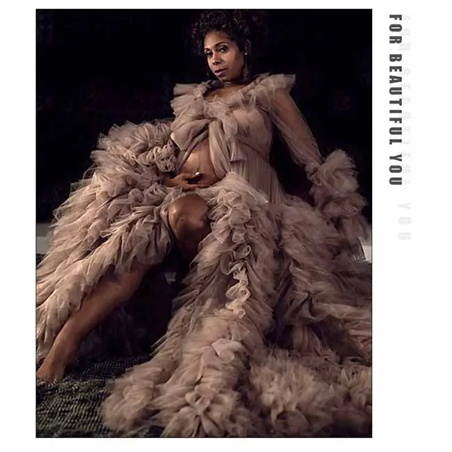 Women Tulle Robe for Maternity Photoshoot Puffy Gown Long Sleeves Court Train Tie Closure
