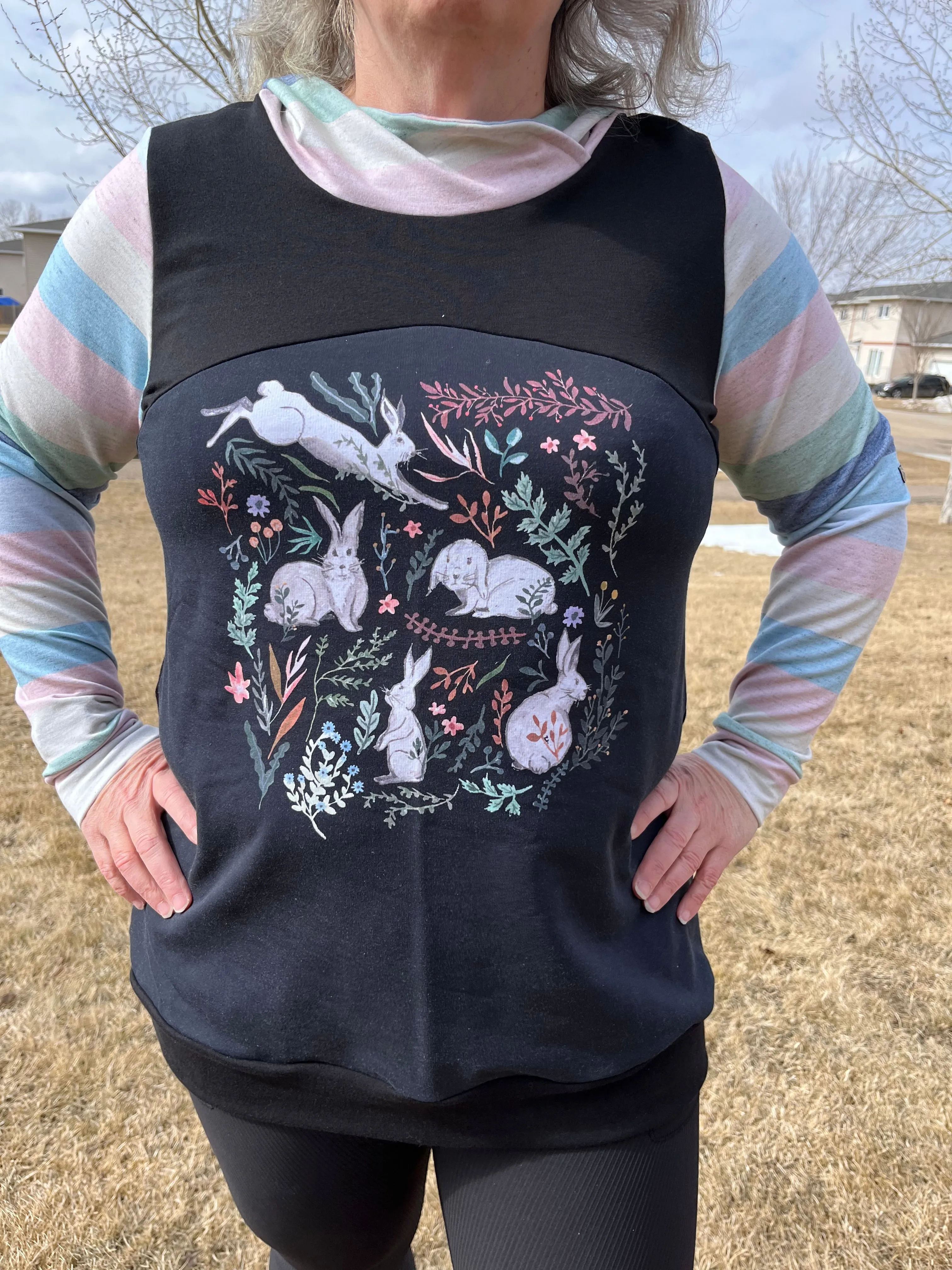 Women’s Easter and Spring Hoodie with Rabbits