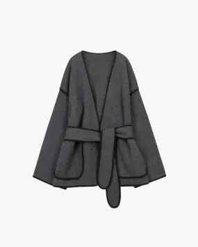 Ysolde – Vintage-inspired style – Belted grey coat